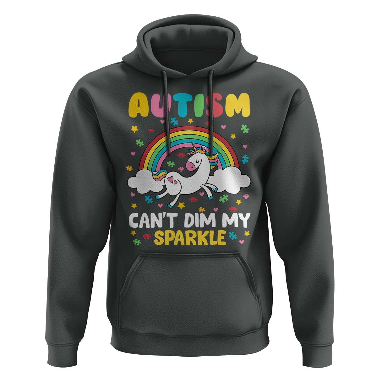 Funny Autism Can't Dim My Sparkle Hoodie Autism Awareness Unicorn Rainbow