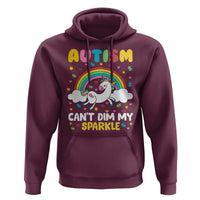 Funny Autism Can't Dim My Sparkle Hoodie Autism Awareness Unicorn Rainbow