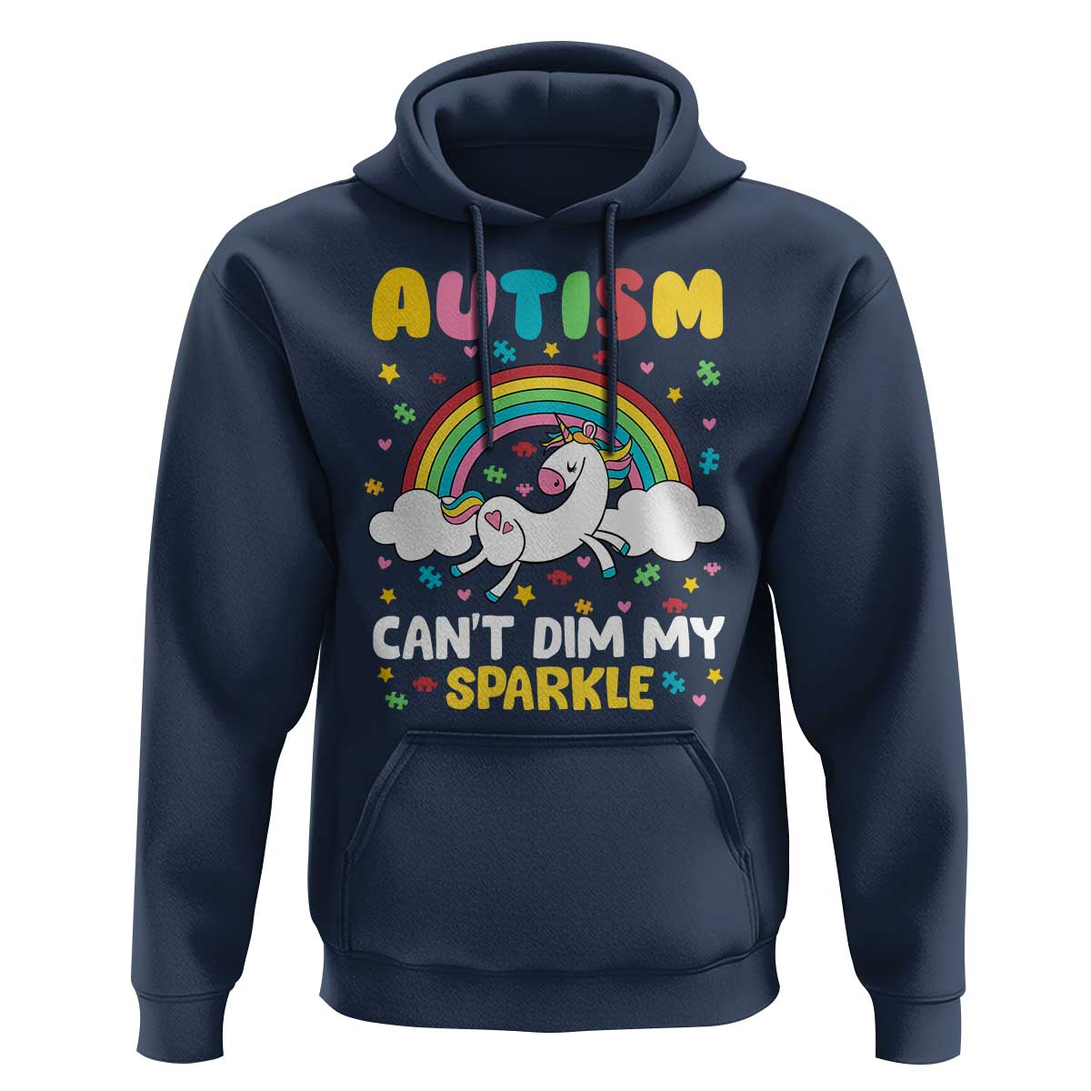 Funny Autism Can't Dim My Sparkle Hoodie Autism Awareness Unicorn Rainbow