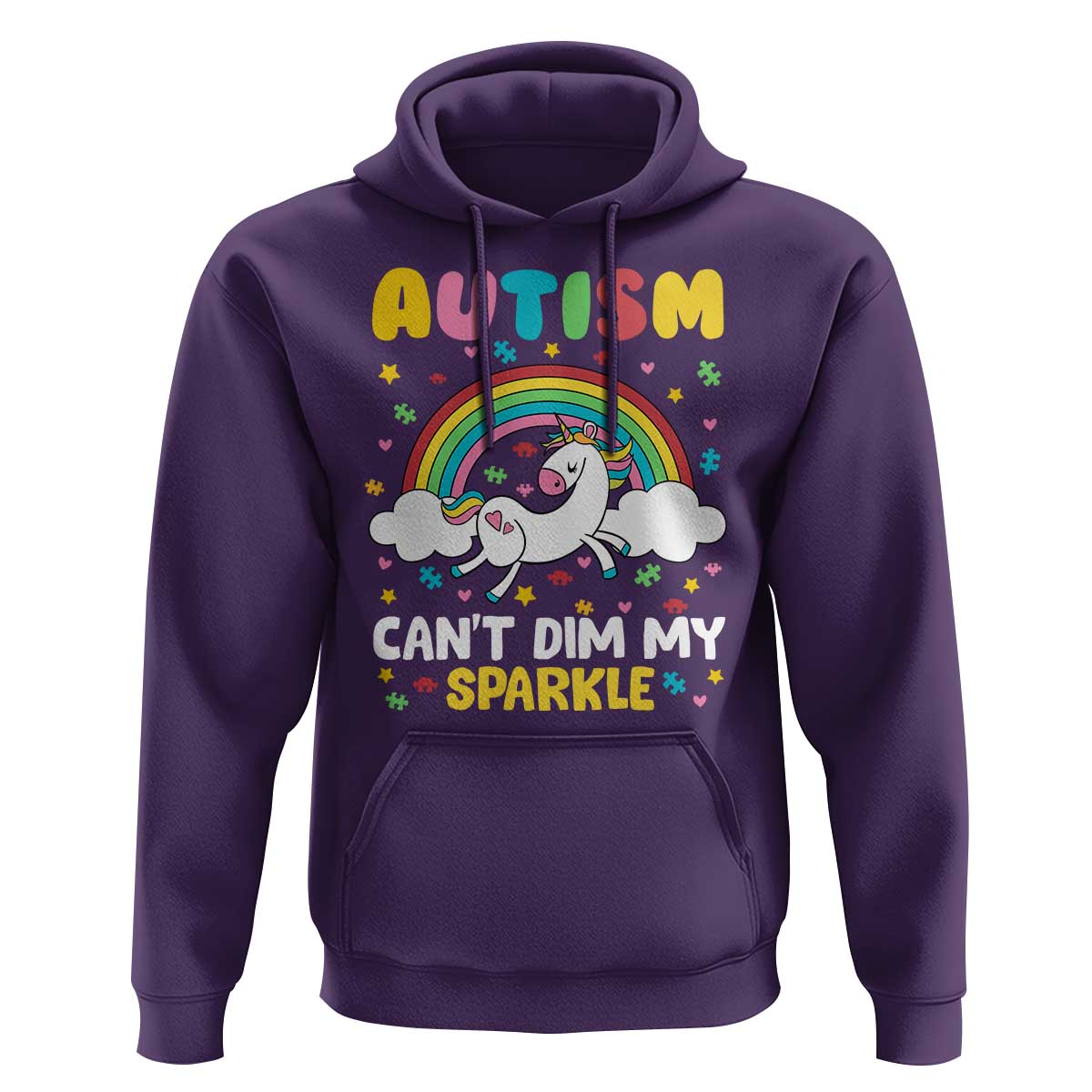 Funny Autism Can't Dim My Sparkle Hoodie Autism Awareness Unicorn Rainbow