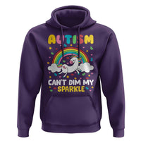 Funny Autism Can't Dim My Sparkle Hoodie Autism Awareness Unicorn Rainbow