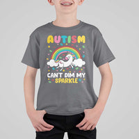 Funny Autism Can't Dim My Sparkle T Shirt For Kid Autism Awareness Unicorn Rainbow