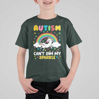 Funny Autism Can't Dim My Sparkle T Shirt For Kid Autism Awareness Unicorn Rainbow