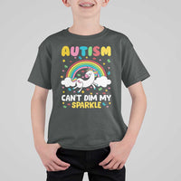 Funny Autism Can't Dim My Sparkle T Shirt For Kid Autism Awareness Unicorn Rainbow