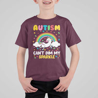 Funny Autism Can't Dim My Sparkle T Shirt For Kid Autism Awareness Unicorn Rainbow