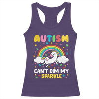 Funny Autism Can't Dim My Sparkle Racerback Tank Top Autism Awareness Unicorn Rainbow
