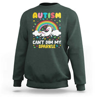 Funny Autism Can't Dim My Sparkle Sweatshirt Autism Awareness Unicorn Rainbow