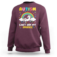 Funny Autism Can't Dim My Sparkle Sweatshirt Autism Awareness Unicorn Rainbow