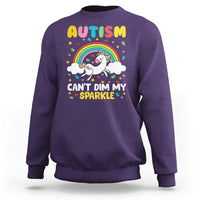 Funny Autism Can't Dim My Sparkle Sweatshirt Autism Awareness Unicorn Rainbow