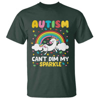 Funny Autism Can't Dim My Sparkle T Shirt Autism Awareness Unicorn Rainbow