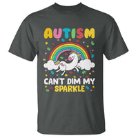 Funny Autism Can't Dim My Sparkle T Shirt Autism Awareness Unicorn Rainbow