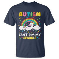 Funny Autism Can't Dim My Sparkle T Shirt Autism Awareness Unicorn Rainbow