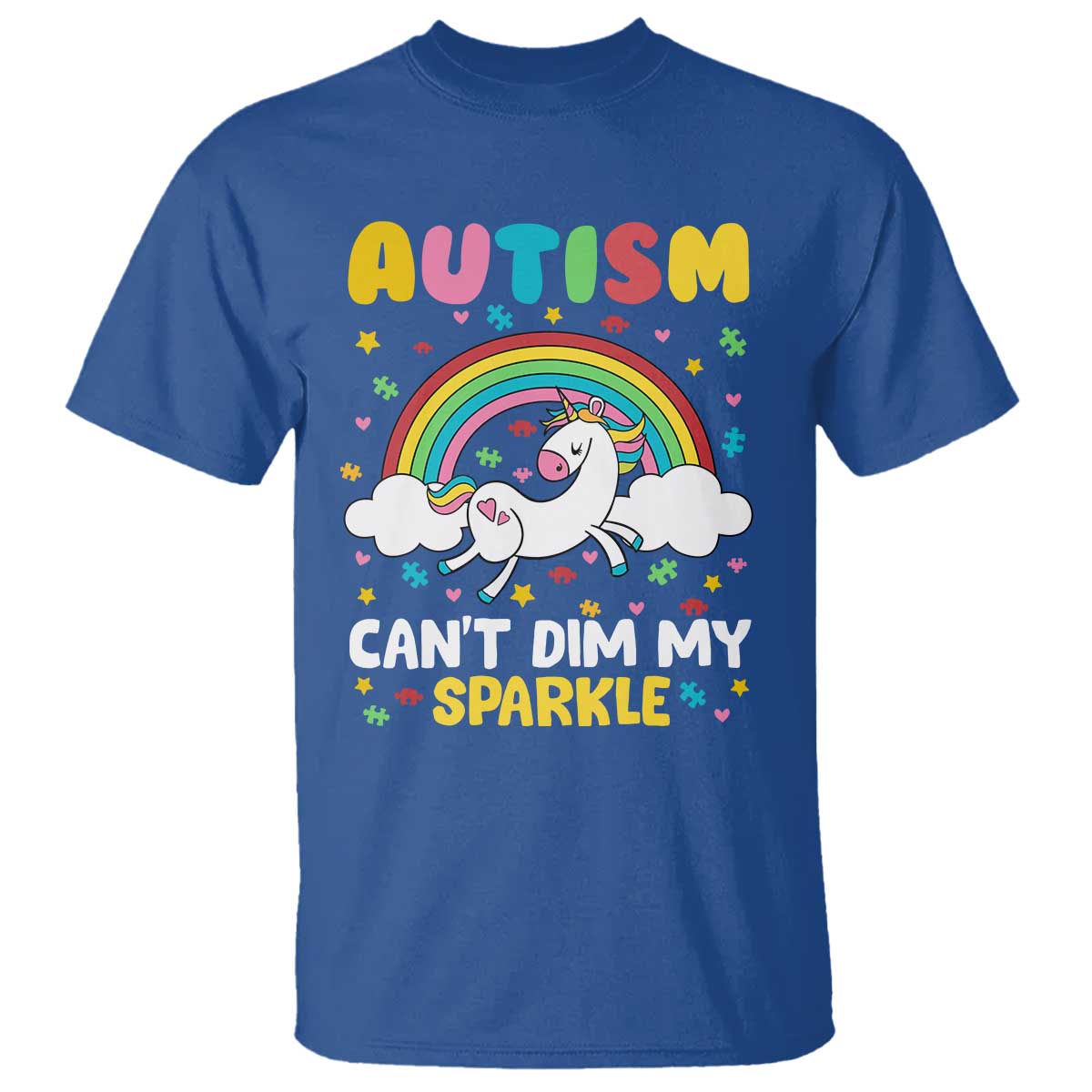 Funny Autism Can't Dim My Sparkle T Shirt Autism Awareness Unicorn Rainbow