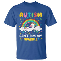 Funny Autism Can't Dim My Sparkle T Shirt Autism Awareness Unicorn Rainbow