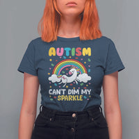 Funny Autism Can't Dim My Sparkle T Shirt For Women Autism Awareness Unicorn Rainbow