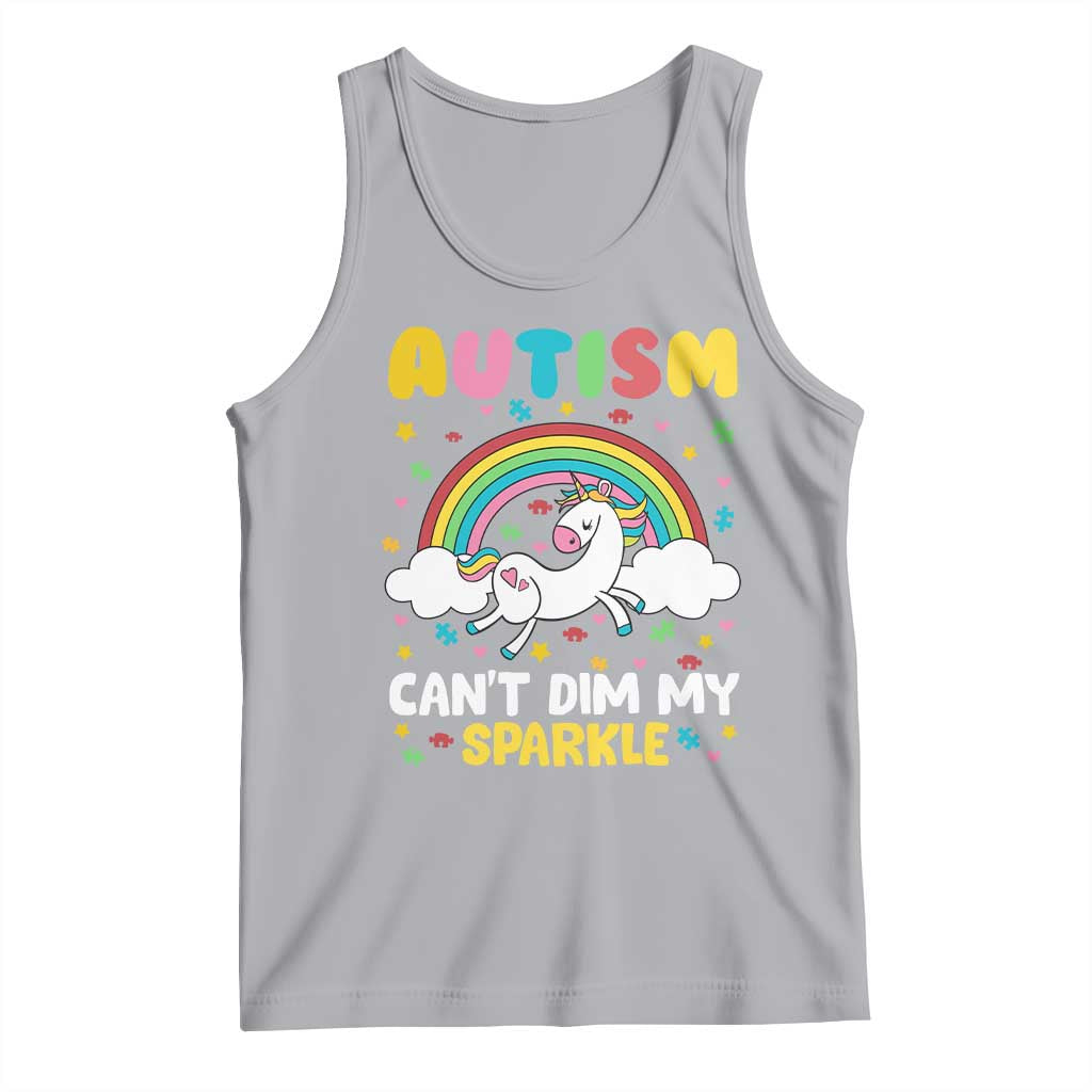 Funny Autism Can't Dim My Sparkle Tank Top Autism Awareness Unicorn Rainbow