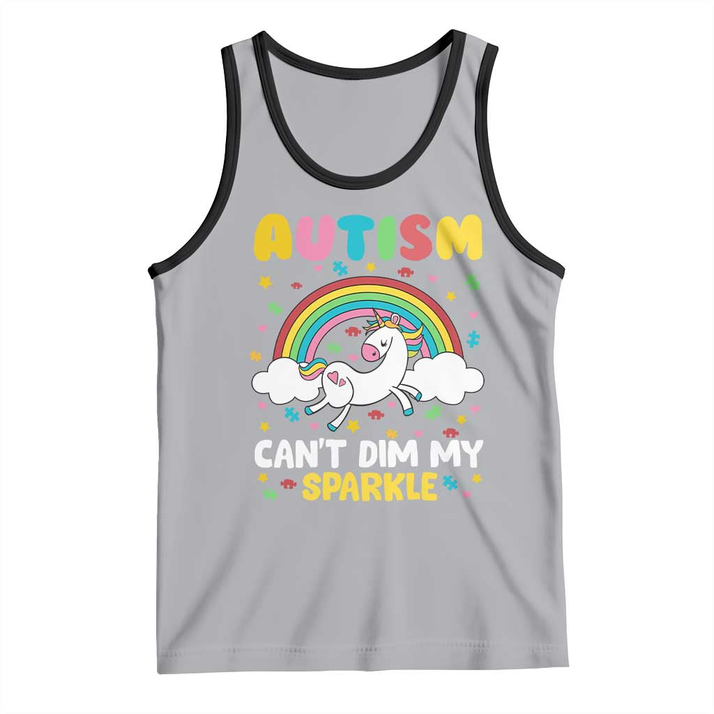 Funny Autism Can't Dim My Sparkle Tank Top Autism Awareness Unicorn Rainbow