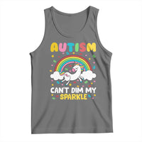 Funny Autism Can't Dim My Sparkle Tank Top Autism Awareness Unicorn Rainbow
