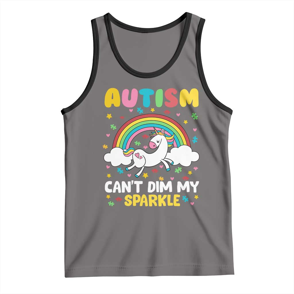Funny Autism Can't Dim My Sparkle Tank Top Autism Awareness Unicorn Rainbow