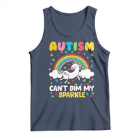 Funny Autism Can't Dim My Sparkle Tank Top Autism Awareness Unicorn Rainbow