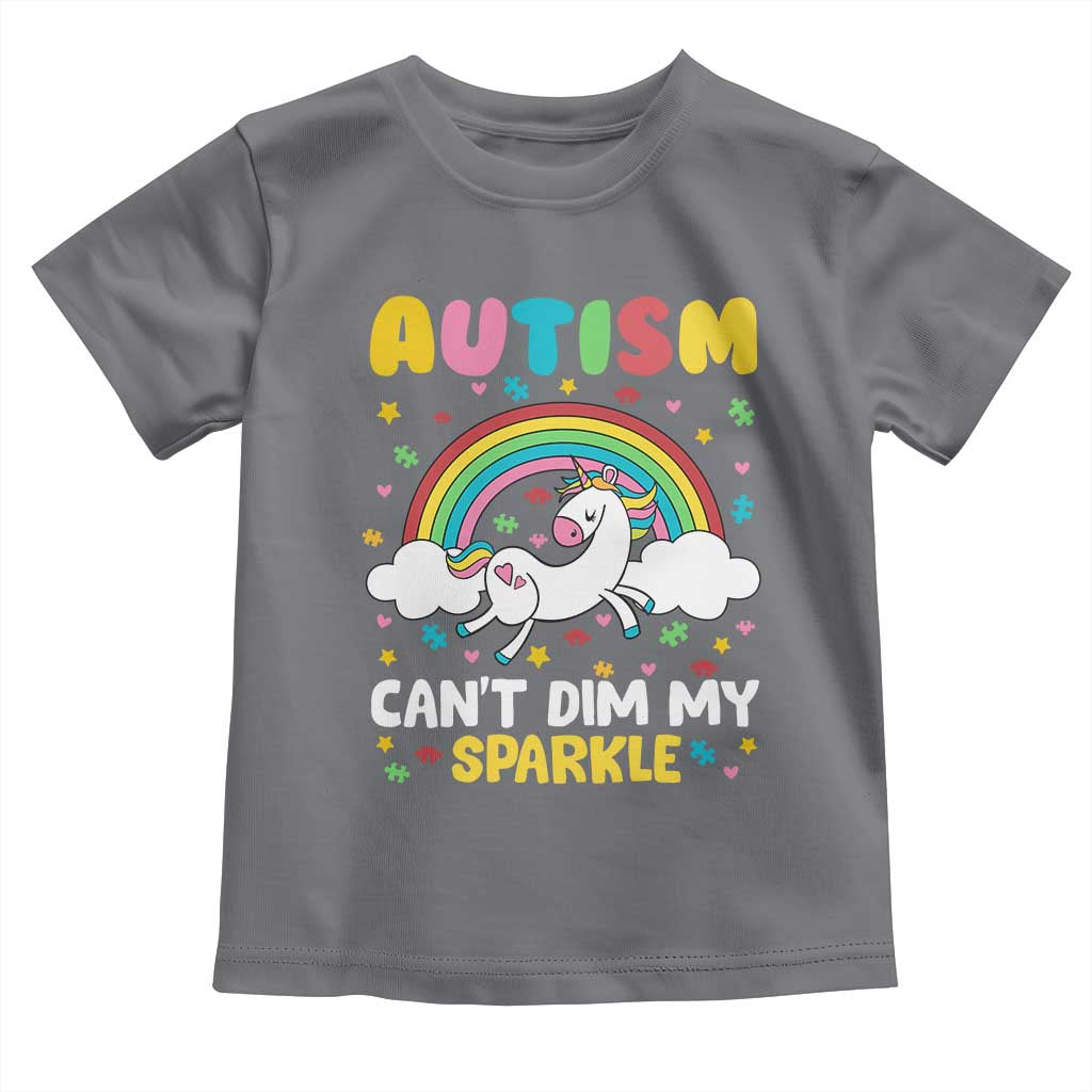 Funny Autism Can't Dim My Sparkle Toddler T Shirt Autism Awareness Unicorn Rainbow