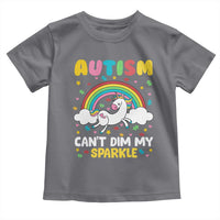 Funny Autism Can't Dim My Sparkle Toddler T Shirt Autism Awareness Unicorn Rainbow