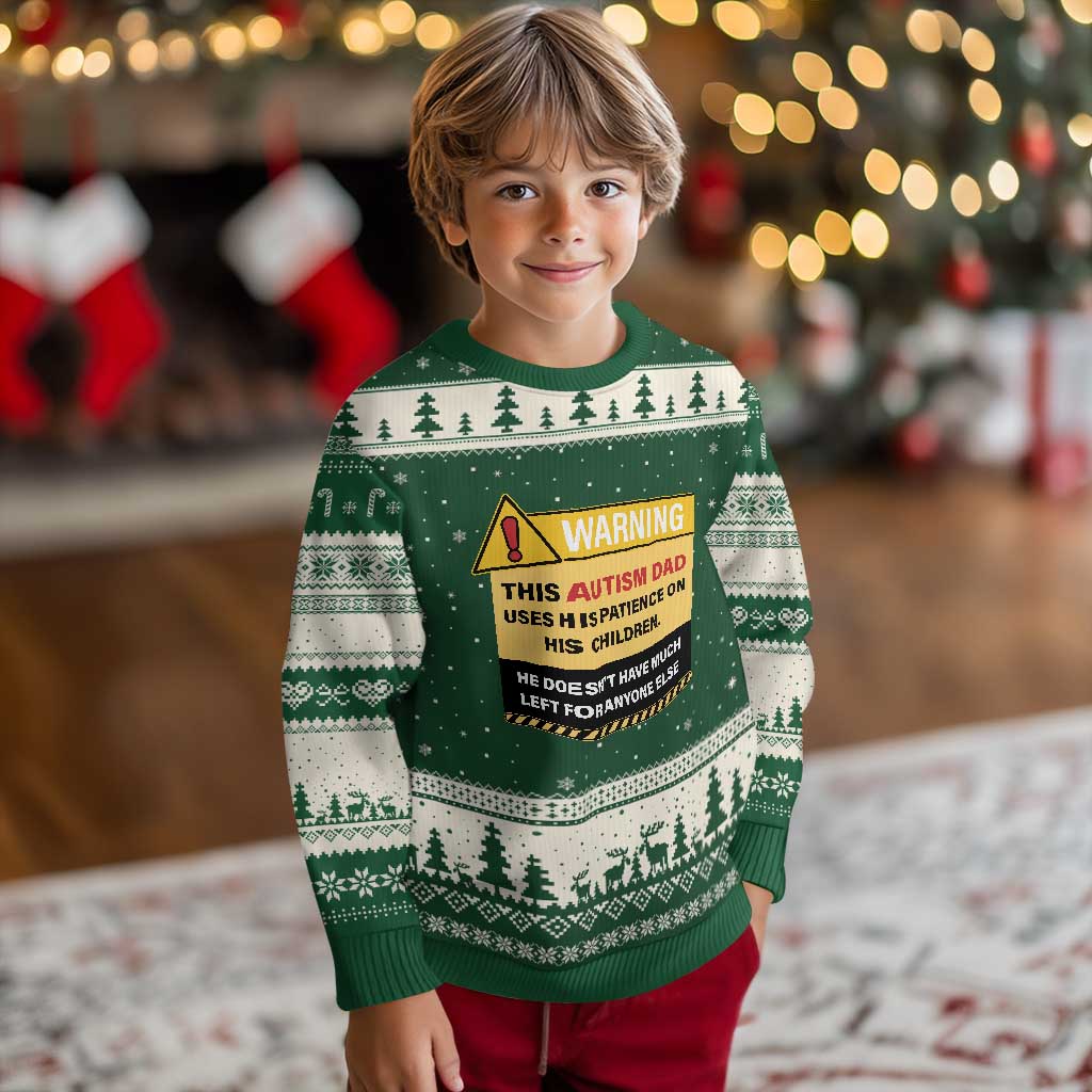 Funny Autism Awareness Dad Ugly Christmas Sweater Warning This Autism Dad Uses His Patience On His Children