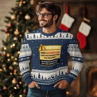 Funny Autism Awareness Dad Ugly Christmas Sweater Warning This Autism Dad Uses His Patience On His Children