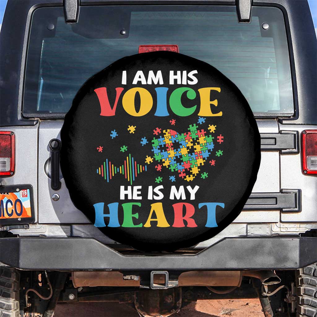 I Am His Voice He Is My Heart Spare Tire Cover Autism Awareness Puzzle Piece