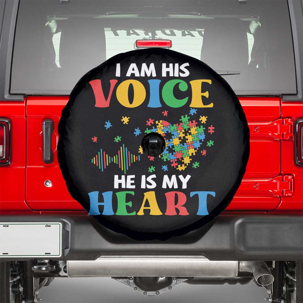 I Am His Voice He Is My Heart Spare Tire Cover Autism Awareness Puzzle Piece