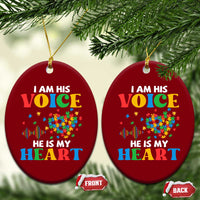 I Am His Voice He Is My Heart Ceramic Ornament Autism Awareness Puzzle Piece