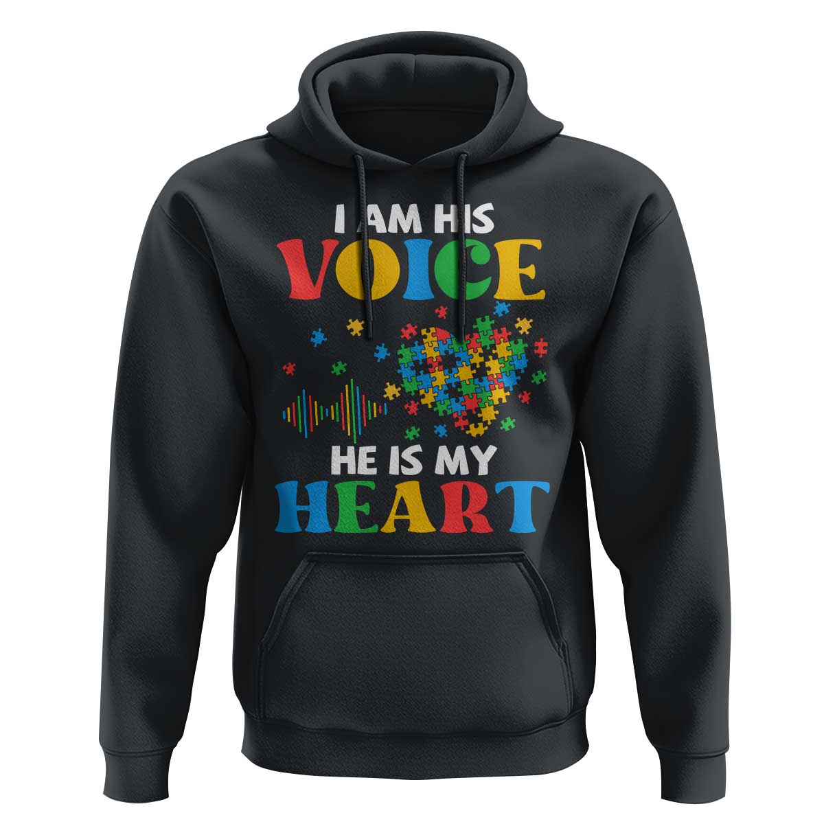 I Am His Voice He Is My Heart Hoodie Autism Awareness Puzzle Piece