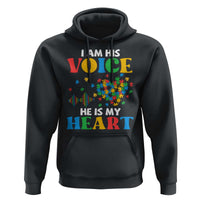 I Am His Voice He Is My Heart Hoodie Autism Awareness Puzzle Piece