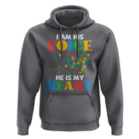 I Am His Voice He Is My Heart Hoodie Autism Awareness Puzzle Piece
