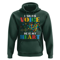 I Am His Voice He Is My Heart Hoodie Autism Awareness Puzzle Piece