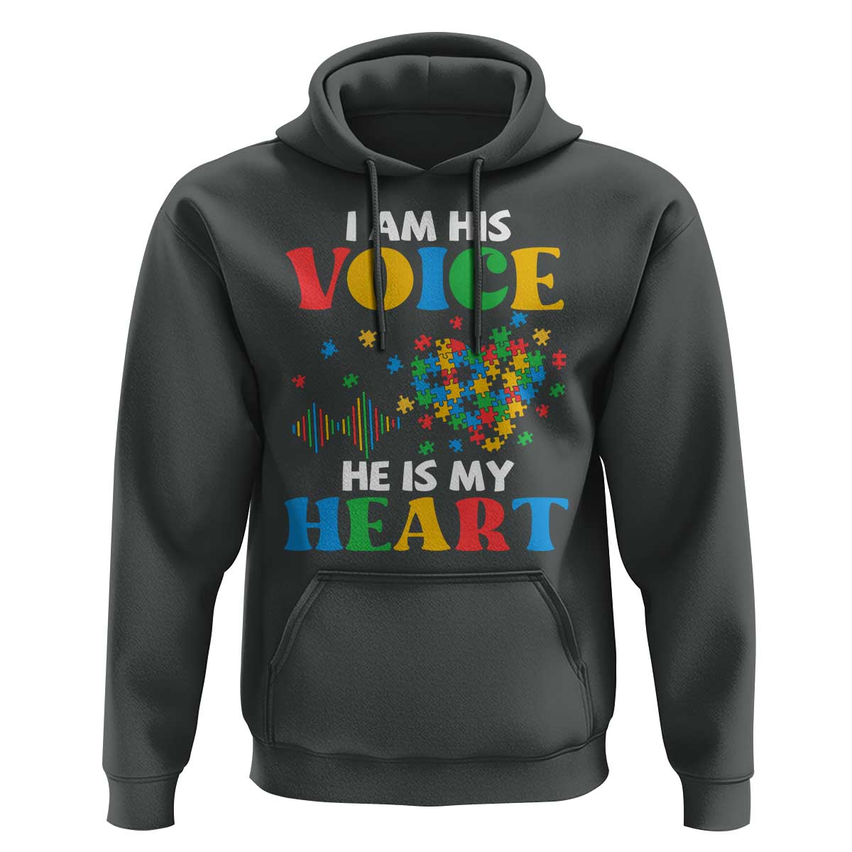I Am His Voice He Is My Heart Hoodie Autism Awareness Puzzle Piece