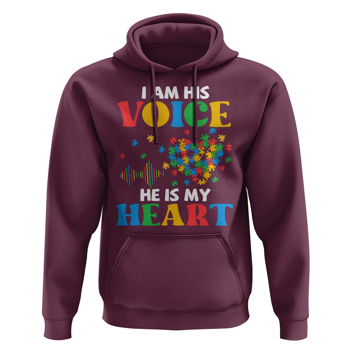 I Am His Voice He Is My Heart Hoodie Autism Awareness Puzzle Piece