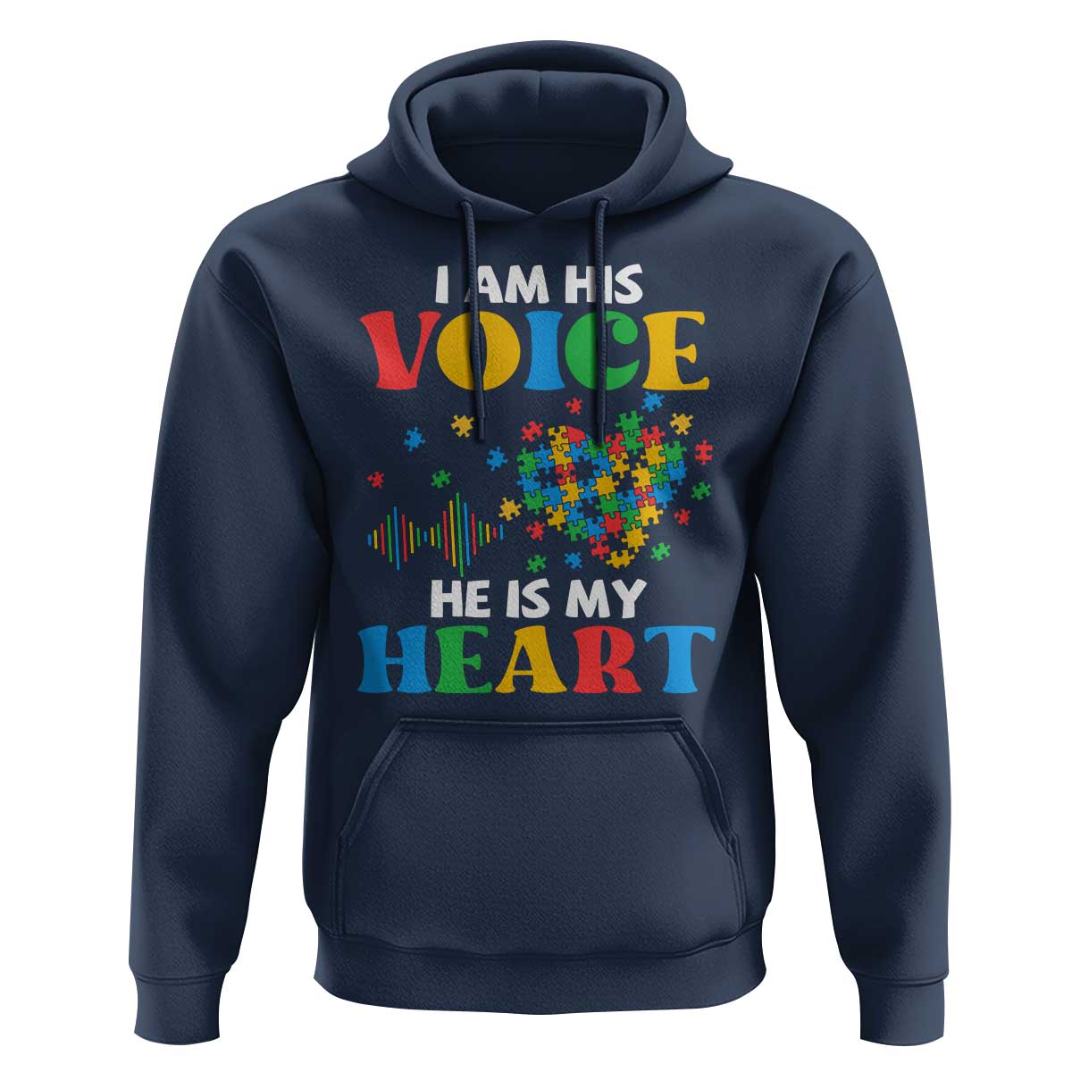 I Am His Voice He Is My Heart Hoodie Autism Awareness Puzzle Piece