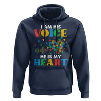 I Am His Voice He Is My Heart Hoodie Autism Awareness Puzzle Piece