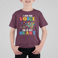 I Am His Voice He Is My Heart T Shirt For Kid Autism Awareness Puzzle Piece