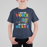 I Am His Voice He Is My Heart T Shirt For Kid Autism Awareness Puzzle Piece