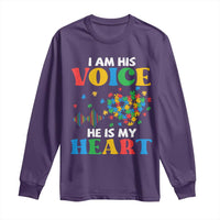 I Am His Voice He Is My Heart Long Sleeve Shirt Autism Awareness Puzzle Piece