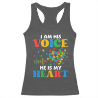 I Am His Voice He Is My Heart Racerback Tank Top Autism Awareness Puzzle Piece