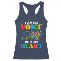 I Am His Voice He Is My Heart Racerback Tank Top Autism Awareness Puzzle Piece