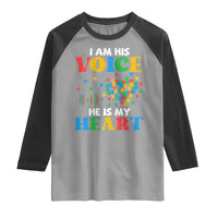 I Am His Voice He Is My Heart Raglan Shirt Autism Awareness Puzzle Piece