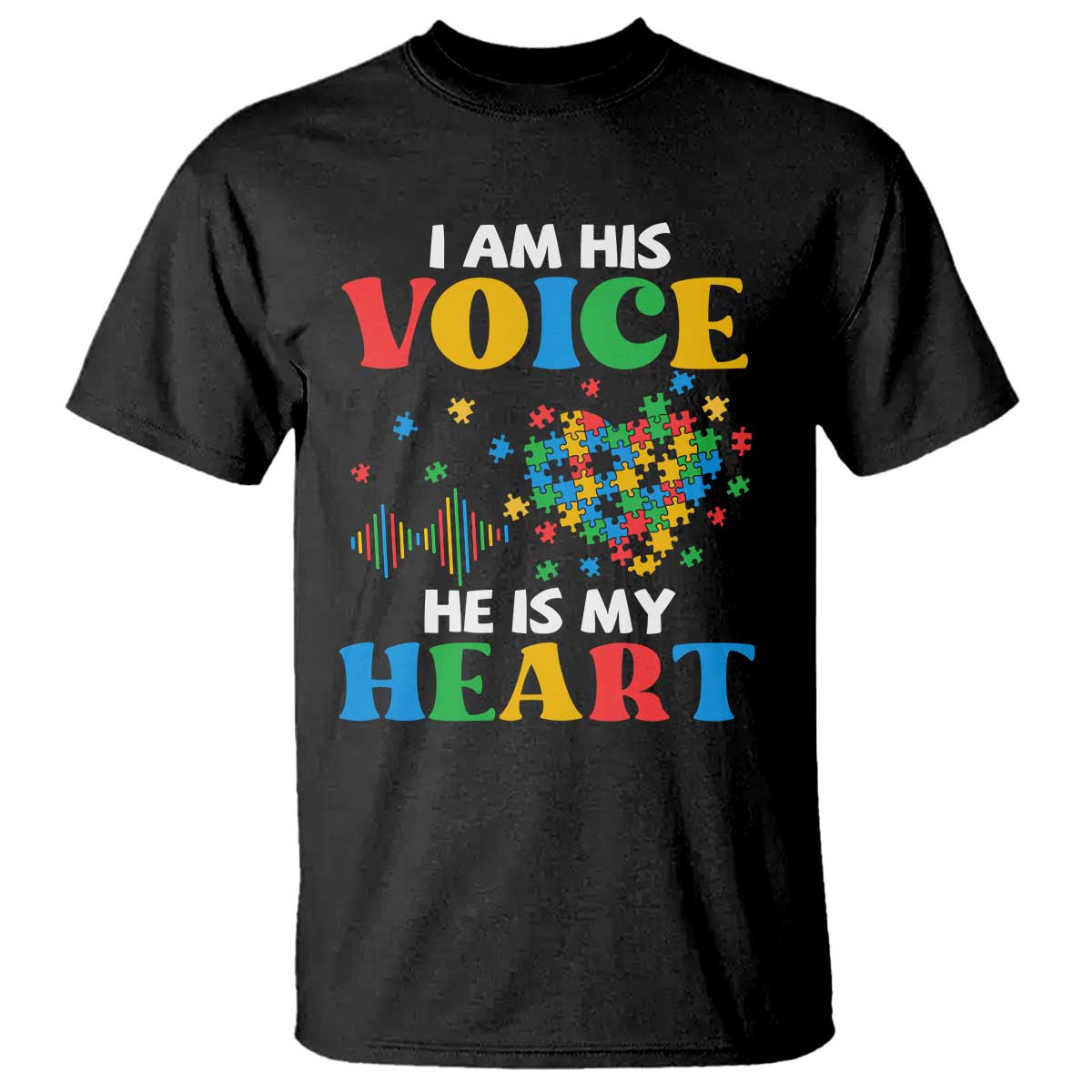 I Am His Voice He Is My Heart T Shirt Autism Awareness Puzzle Piece