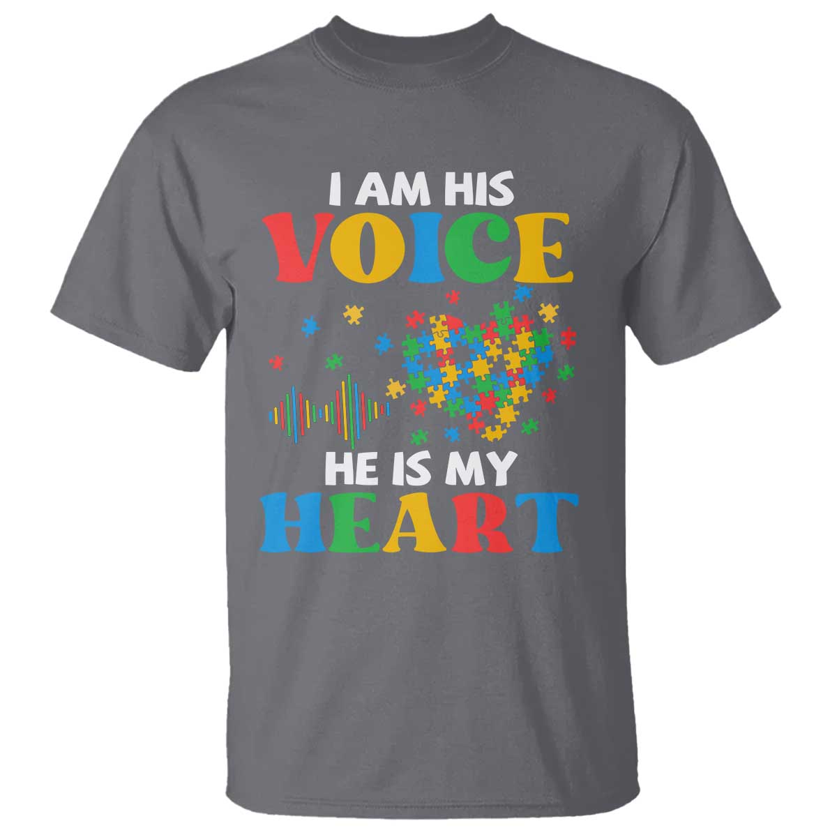 I Am His Voice He Is My Heart T Shirt Autism Awareness Puzzle Piece