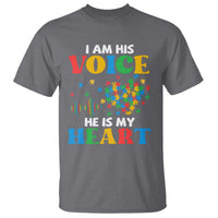 I Am His Voice He Is My Heart T Shirt Autism Awareness Puzzle Piece