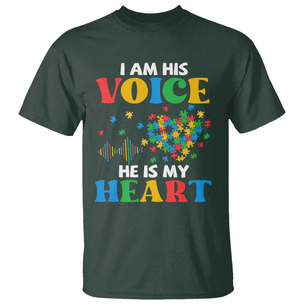 I Am His Voice He Is My Heart T Shirt Autism Awareness Puzzle Piece