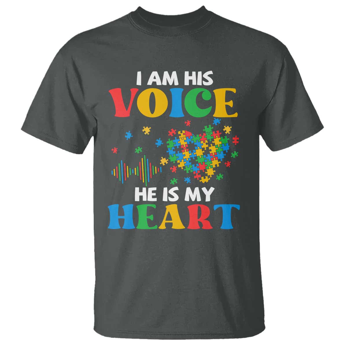 I Am His Voice He Is My Heart T Shirt Autism Awareness Puzzle Piece